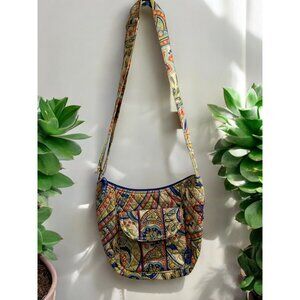 Boho Quilted Crossbody Bag Paisley Patchwork Adjustable Strap Cotton Purse